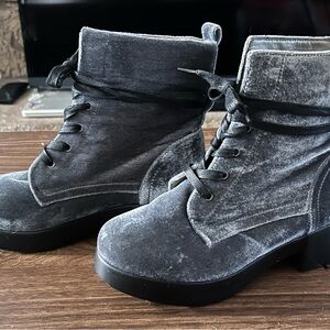 Stylish Gray Velvet Ankle Boots